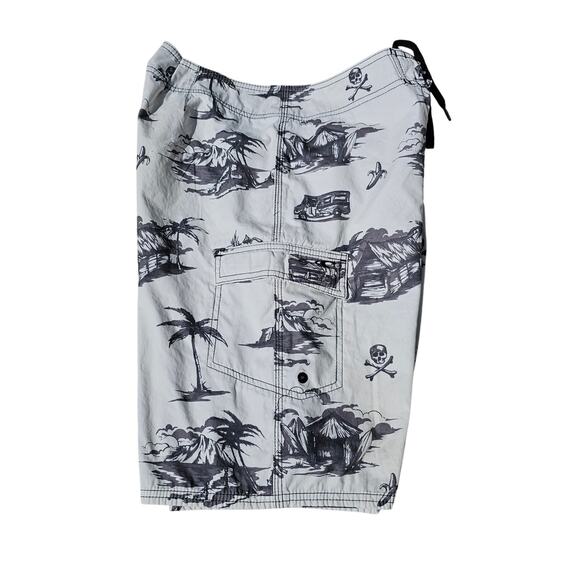 O'neill Surf Swim Shorts White and Black Shorts Size Medium Print - Picture 3 of 10